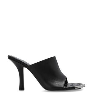 Burberry Black Leather Heeled Mules